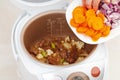 Cooking beef stew in multicooker Royalty Free Stock Photo
