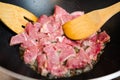 Cooking beef in a wok