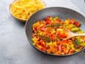 Cooking bell peppers as sauce for pasta