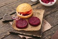 Cooking burger with beets