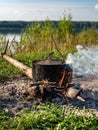 Cooking on a campfire