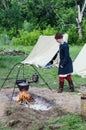 Cooking on a campfire camping