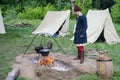 Cooking on a campfire camping