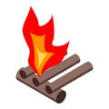 Cooking campfire icon, isometric style