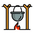 Cooking campfire icon, outline style Royalty Free Stock Photo