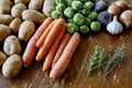 Cooking with carrots potatoes and sprouts