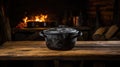 cooking cast iron dutch oven Royalty Free Stock Photo