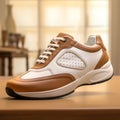 Art Deco Inspired Brown And White Sneakers With Exquisite Detailing