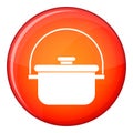 Cooking cauldron icon, flat style