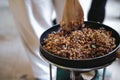Cooking cereal seed for making cereal granula muesli bar Royalty Free Stock Photo