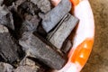 Cooking Charcoal in a Bowl with Closeup View Royalty Free Stock Photo