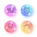 Cooking chef, Engineering documentation and Alarm clock minimal line icons. For web application, printing. Vector