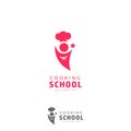 Cooking chef school logo template icon in cute pink color style Royalty Free Stock Photo