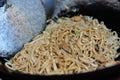 Cooking chinese chow mein noodles