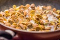 Cooking clams in a pan Royalty Free Stock Photo