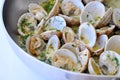 Cooking clams with white sauce Royalty Free Stock Photo
