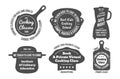 Cooking class black monochrome badge collection vector illustration food preparation virtual lessons