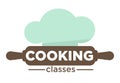 Cooking classes isolated icon rolling pin and chef hat