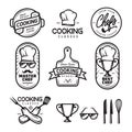 Cooking classes labels set. Vector vintage illustration. Royalty Free Stock Photo