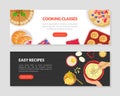 Cooking Classes, Tasty Easy Recipes Landing Page Templates Set, Cooking Course, Tasty Recipes, Online Food Ordering
