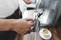 Cooking coffee with automatic coffeemachine Royalty Free Stock Photo