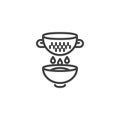 Cooking with colander line icon