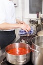 Cooking in a commercial kitchen Royalty Free Stock Photo