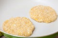 Cooking the corn bread on a pan Royalty Free Stock Photo