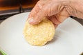 Cooking the corn bread on a pan Royalty Free Stock Photo