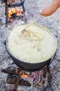 Cooking of Cossack porridge Kulish. Ukrainian Kulish As a Traditional Cossack Dish