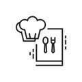 Cooking courses black line icon. Food masterclass. Culinary school, food workshop, chef kitchenware. Pictogram for web page,