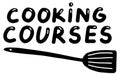 Cooking courses logo template. Lettering calligraphy illustration. Vector eps handwritten brush trendy black text isolated on