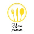 Cooking, cuisine logo. Icon and label for design menu restaurant or cafe. Royalty Free Stock Photo