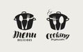 Cooking, cuisine logo. Label for restaurant or cafe menu. Vector illustration Royalty Free Stock Photo