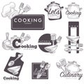Cooking culinary school logo vector sketch icons Royalty Free Stock Photo