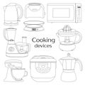 Cooking devices, icons set Royalty Free Stock Photo