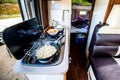 Cooking dinner or lunch in campervan, motorhome or RV.