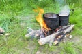 Cooking dinner at the stake Royalty Free Stock Photo