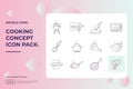 cooking doodle icons set. Gradient fill line sign symbol vector illustration