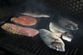 Cooking dorado salmon and grilled fish