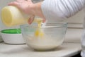 Cooking dough for baking rolls close-up