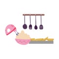 Cooking, electric mixer making cream bake food isolated icon design Royalty Free Stock Photo