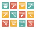 Cooking equipment and tools icons over colored background Royalty Free Stock Photo