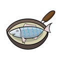 Cooking fish in a frying pan Royalty Free Stock Photo