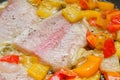 Cooking Fish and peppers Royalty Free Stock Photo