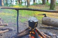 Cooking fish soup on the fire Royalty Free Stock Photo