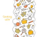 Cooking flat vertical seamless pattern with lettering or place for text.