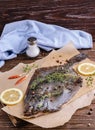 Cooking flounder fish Royalty Free Stock Photo
