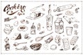 Cooking food illustrations set. Hand drawn sketches Royalty Free Stock Photo