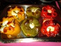 Cooking food oven bell pepper paprika healthy meal vegetables filled cheese